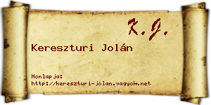 Kereszturi Jolán névjegykártya
