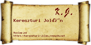 Kereszturi Jolán névjegykártya